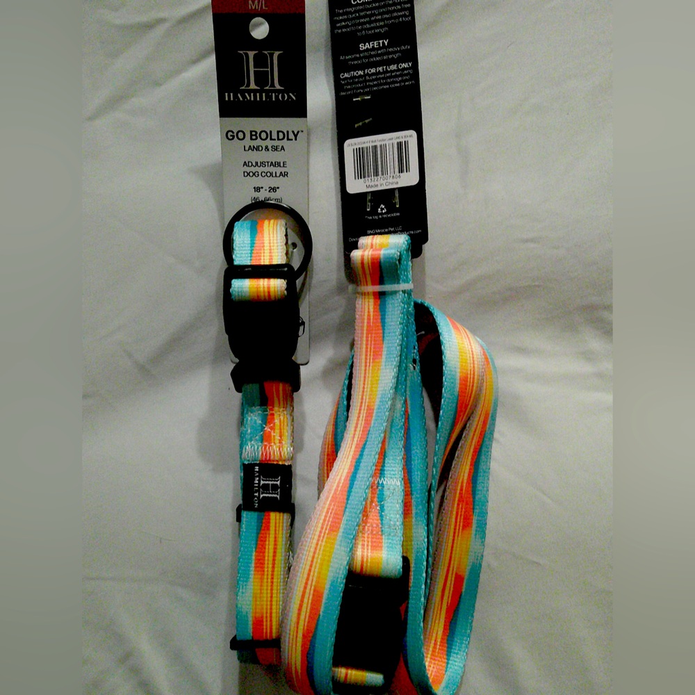 Hamilton Go Boldly Land & Sea Ocean Collar and Leash (M/L)
